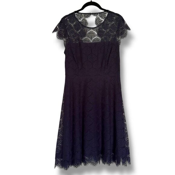 Kensie Dresses & Skirts - Kensie  Navy Blue Scalloped Lace Dress Size 6 Natural Waist